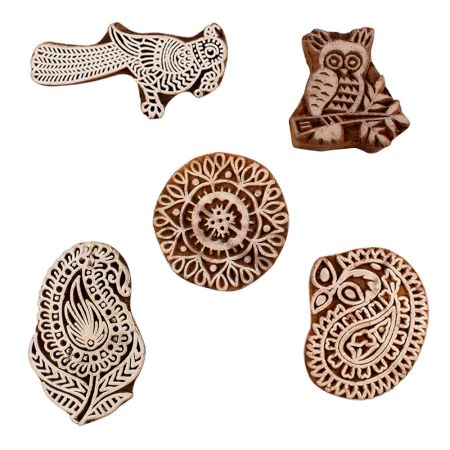 Set of 5 Piece New Mix Wooden Printing Blocks